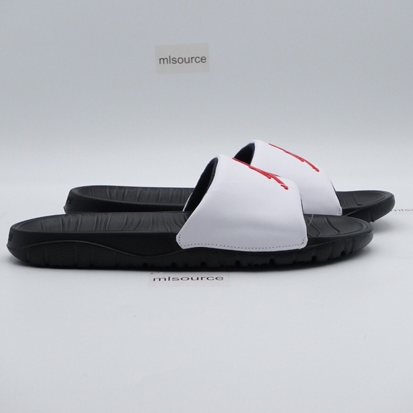 NEW Jordan Break Slide Sandals AR6374-016 Black/University Red/White - Picture 2 of 11